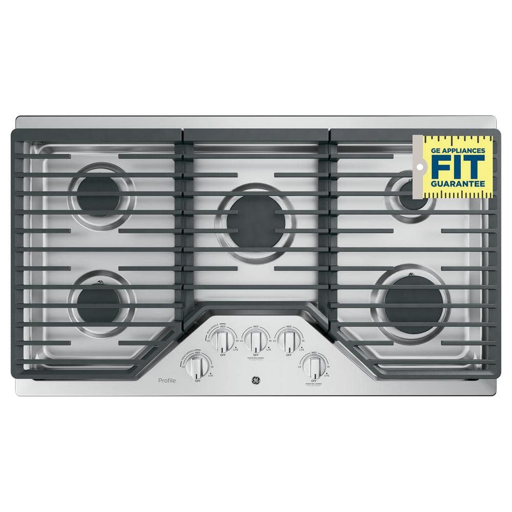 Profile 36 In. Gas Cooktop in Stainless Steel with 5 Burners Including Power Boil Burners
