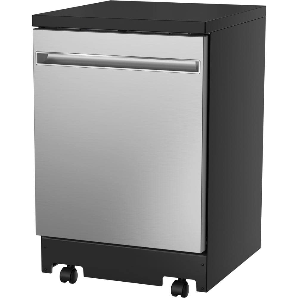 24 In. Top Control Portable Stainless Steel Dishwasher with Stainless Steel Interior, Sanitize, 54 Dba