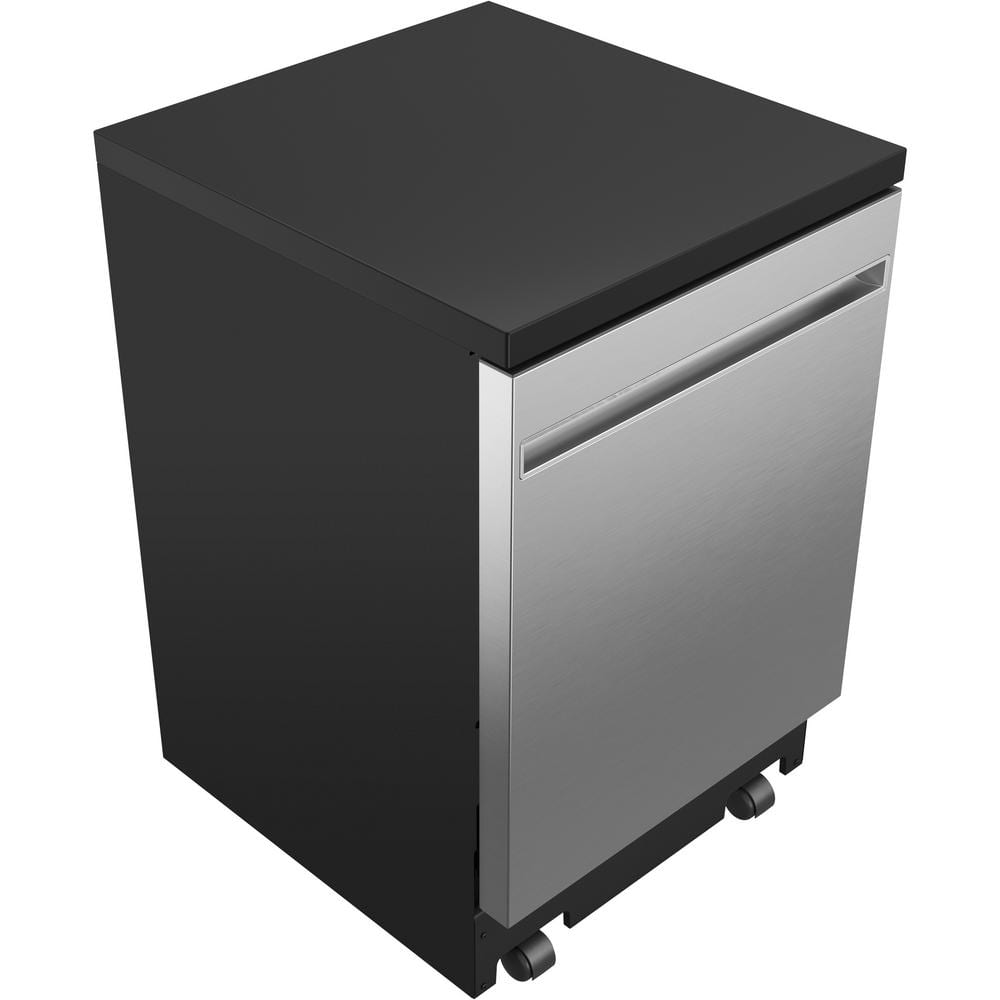 24 In. Top Control Portable Stainless Steel Dishwasher with Stainless Steel Interior, Sanitize, 54 Dba