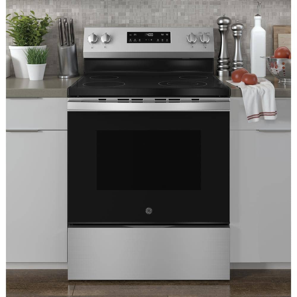 30 In. 4 Burner Element Free-Standing Electric Range in Stainless Steel W/Stainless Knobs