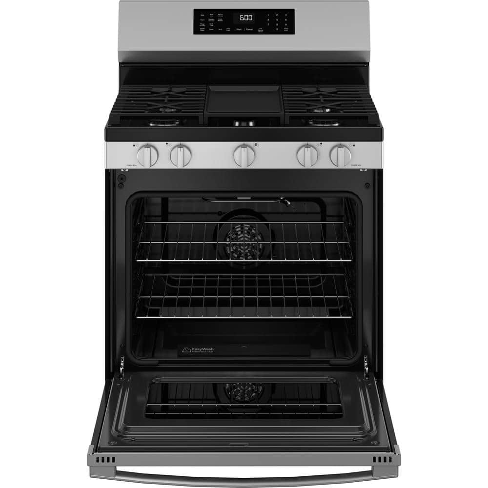 30 In. 5-Burners Smart Free-Standing Gas Convection Range in Stainless with Easywash Oven Tray and No-Preheat Air Fry