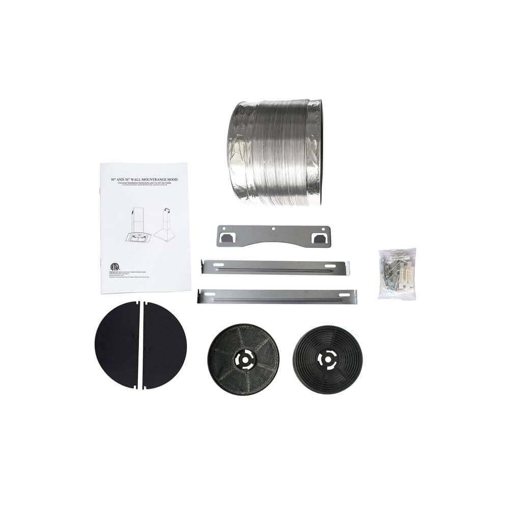 30 In. 217 CFM Convertible Kitchen Wall Mount Range Hood in Stainless Steel with Push Control, Leds and Carbon Filters