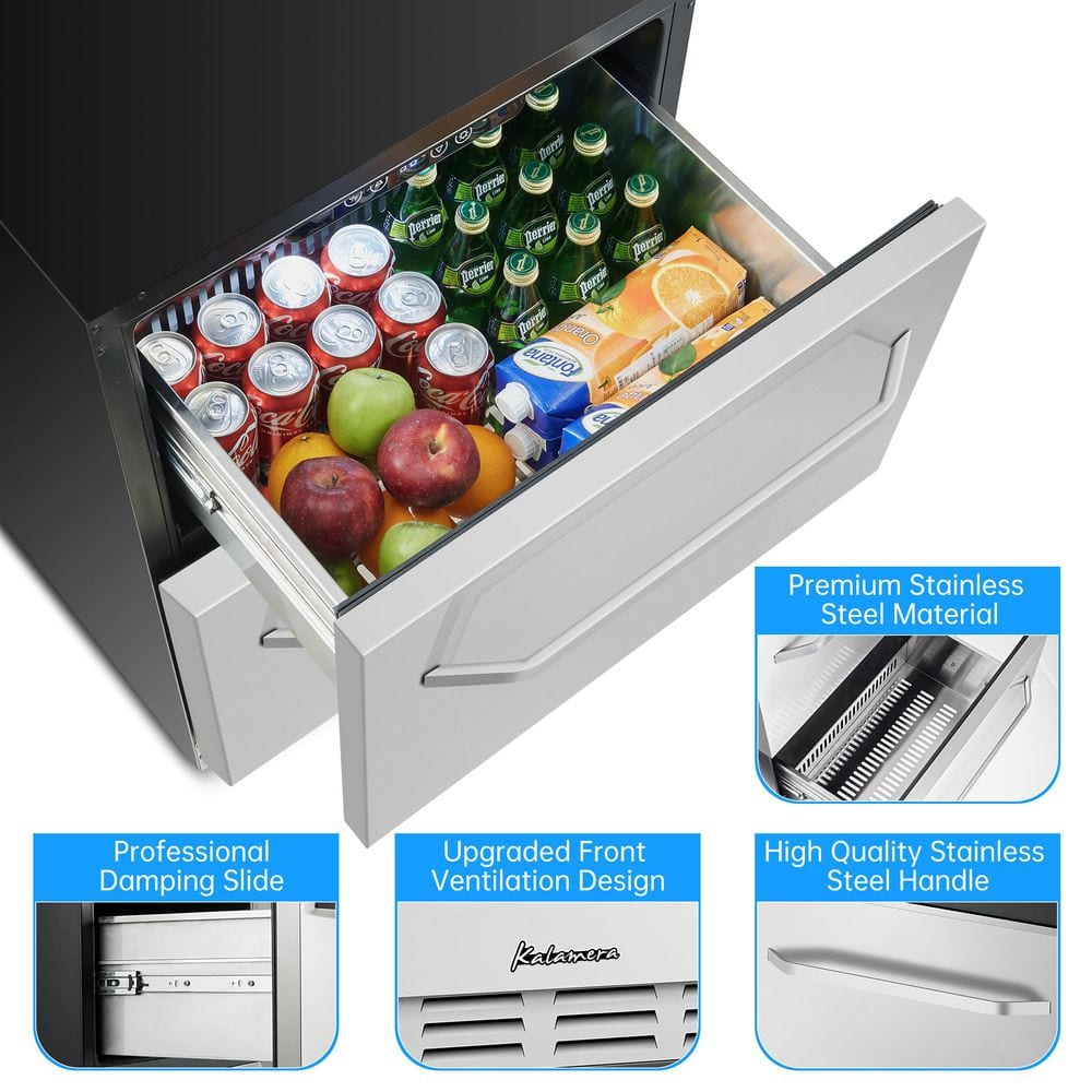 5.1 Cu.Ft 24 In. Built-In Undercounter Double Drawer Refrigerator in Stainless Steel