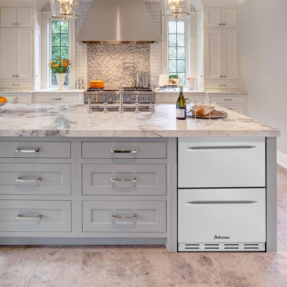 5.1 Cu.Ft 24 In. Built-In Undercounter Double Drawer Refrigerator in Stainless Steel