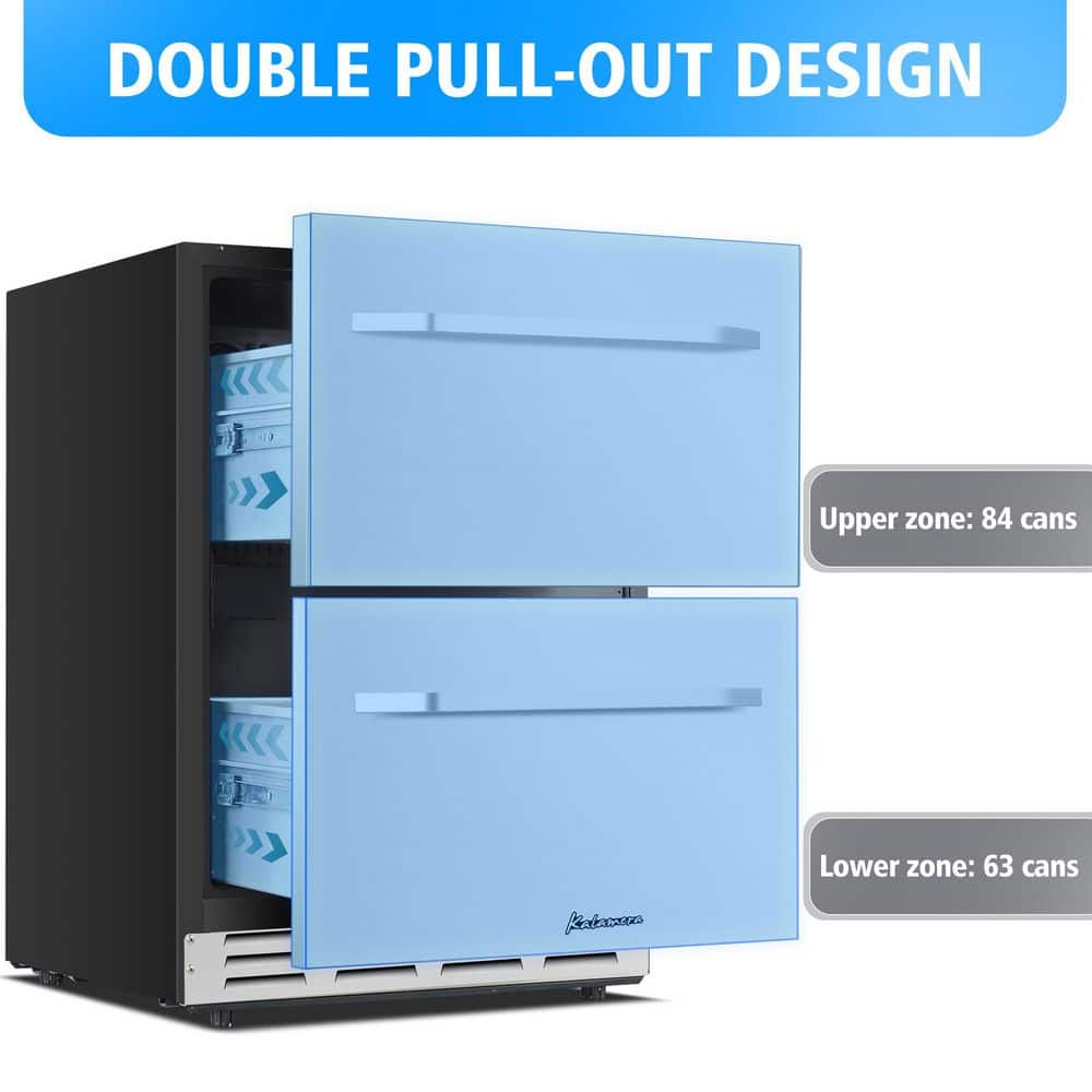 5.1 Cu.Ft 24 In. Built-In Undercounter Double Drawer Refrigerator in Stainless Steel