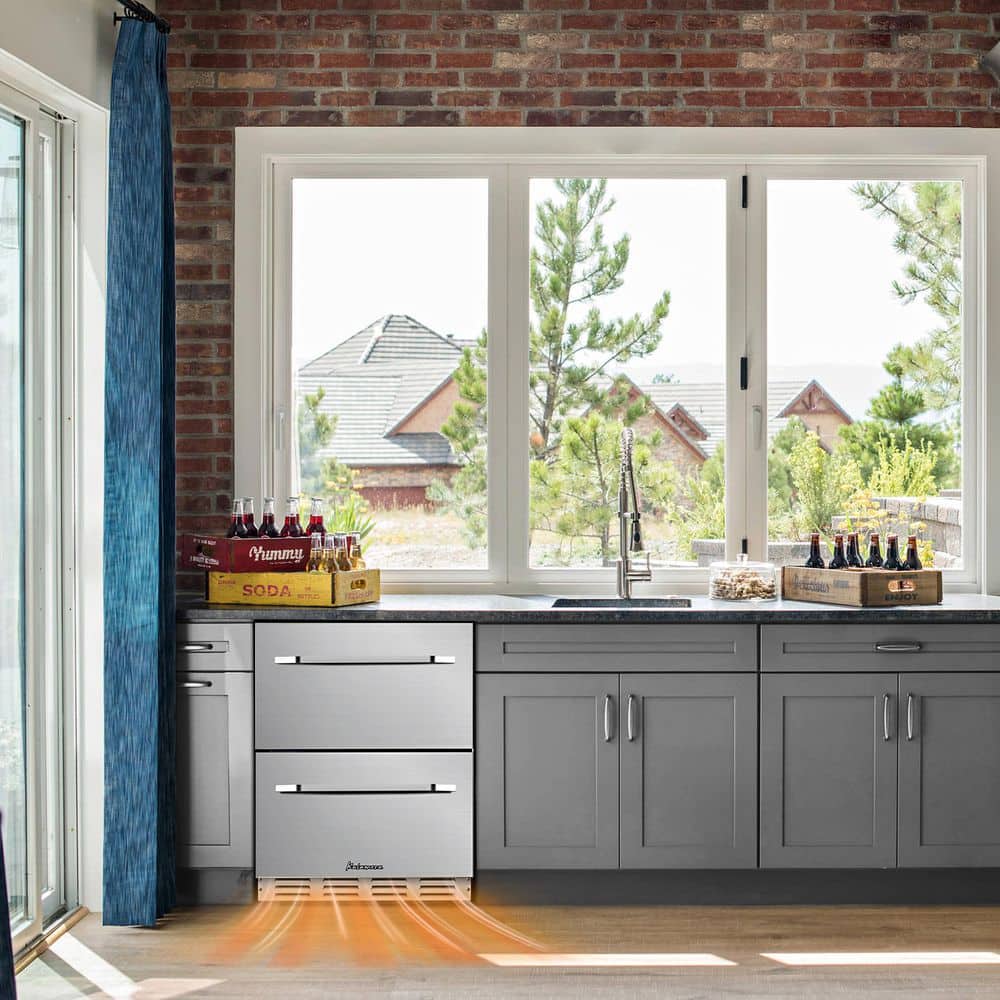 5.1 Cu.Ft 24 In. Built-In Undercounter Double Drawer Refrigerator in Stainless Steel