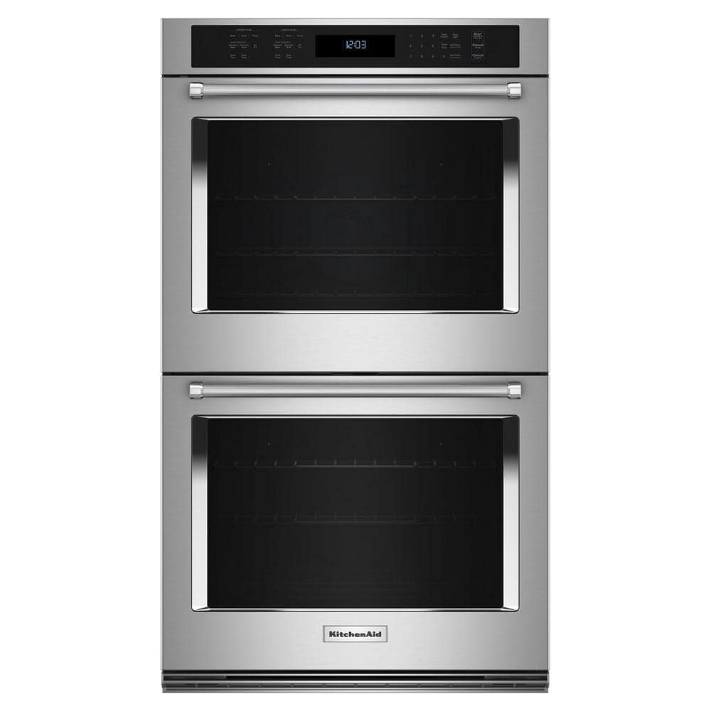 30 In. Double Electric Wall Oven with Convection Self-Cleaning in Stainless Steel