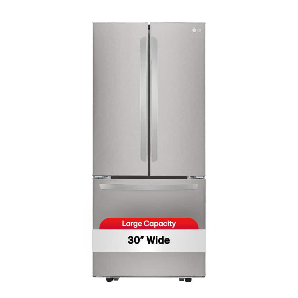 30 In. W 22 Cu. Ft. French Door Refrigerator with Ice Maker in Stainless Steel