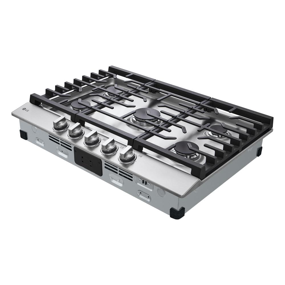30 In. Gas Cooktop in Stainless Steel with 5 Burners with Easyclean