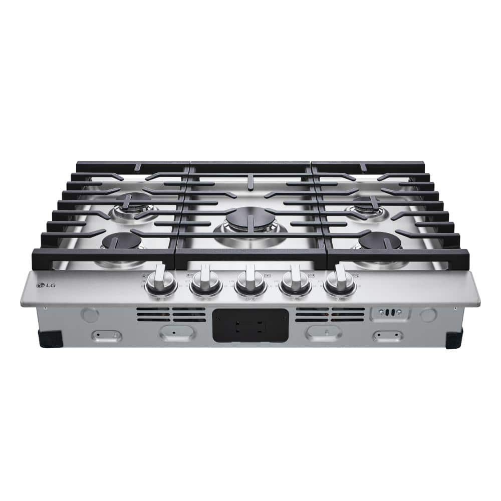 30 In. Gas Cooktop in Stainless Steel with 5 Burners with Easyclean