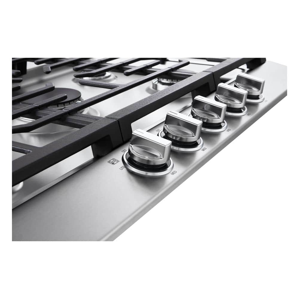 30 In. Gas Cooktop in Stainless Steel with 5 Burners with Easyclean
