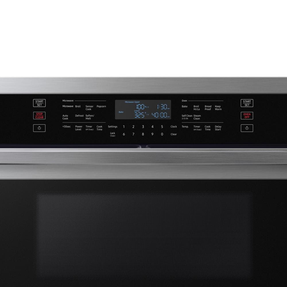 30 In. 1.9/5.1 Cu. Ft. Wi-Fi Connected Electric Microwave Combination Wall Oven in Stainless Steel
