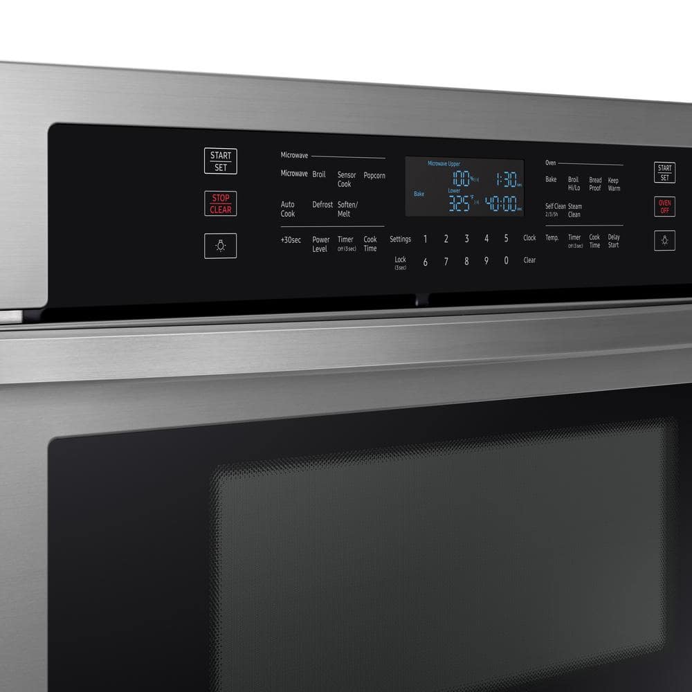 30 In. 1.9/5.1 Cu. Ft. Wi-Fi Connected Electric Microwave Combination Wall Oven in Stainless Steel