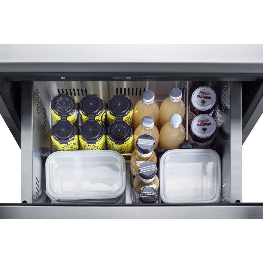4.8 Cu. Ft. under Counter Double Drawer Refrigerator in Stainless Steel, ADA Compliant