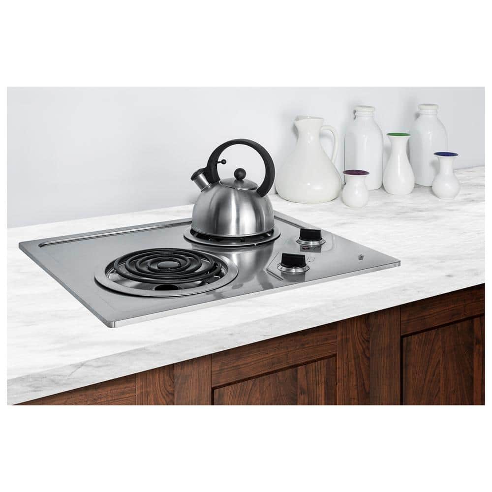 21 In. Coil Electric Cooktop in Stainless Steel with 2 Elements, 220-Volt