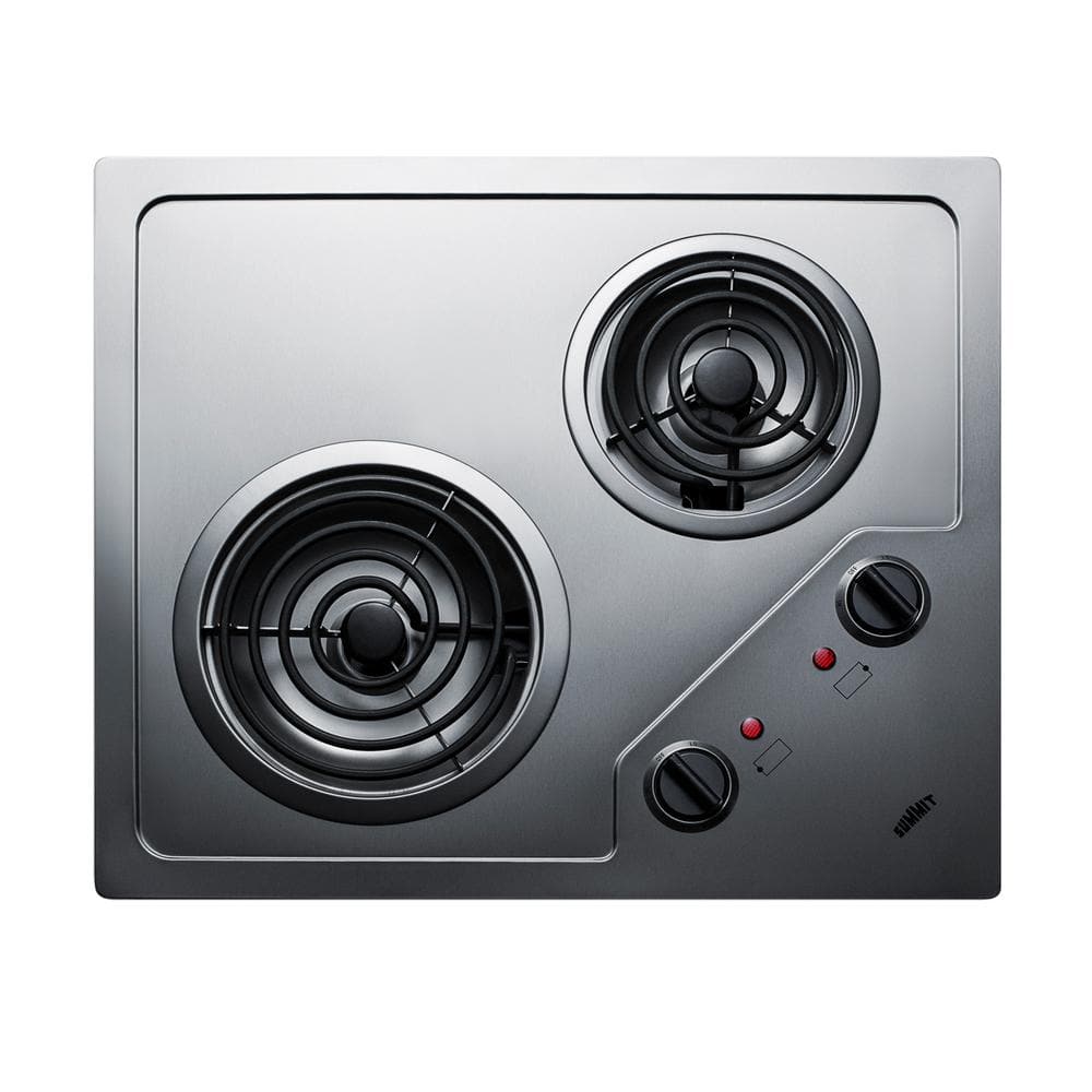 21 In. Coil Electric Cooktop in Stainless Steel with 2 Elements, 220-Volt