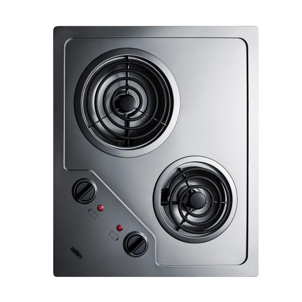 21 In. Coil Electric Cooktop in Stainless Steel with 2 Elements, 220-Volt