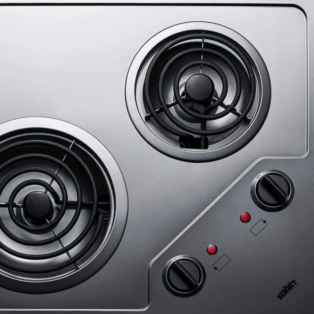 21 In. Coil Electric Cooktop in Stainless Steel with 2 Elements, 220-Volt