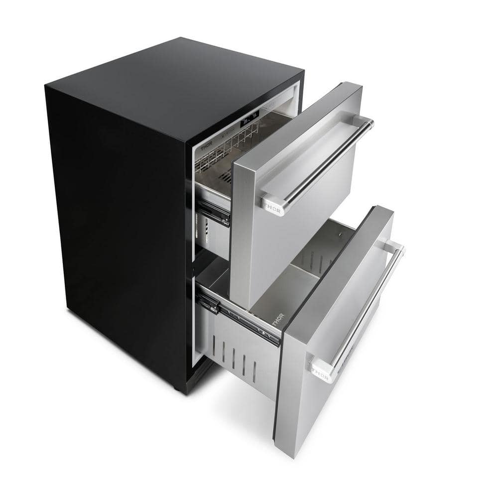 24 In. 5.4 Cu. Ft. Double Drawer Built-In or Freestanding Refrigerator in Stainless Steel