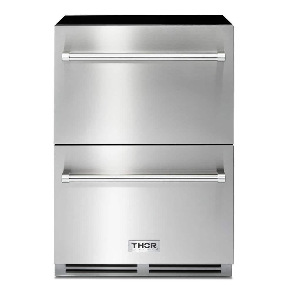 24 In. 5.4 Cu. Ft. Double Drawer Built-In or Freestanding Refrigerator in Stainless Steel