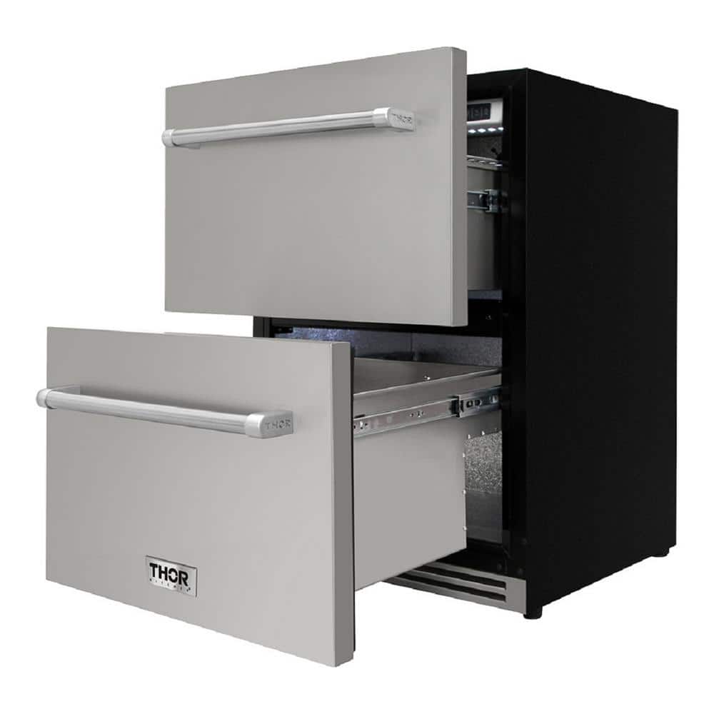24 In. 5.4 Cu. Ft. Double Drawer Built-In or Freestanding Refrigerator in Stainless Steel