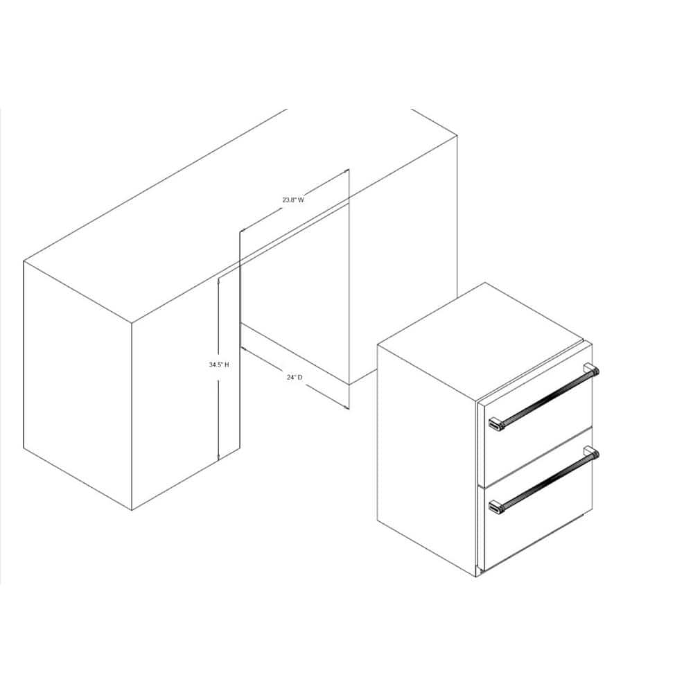 24 In. 5.4 Cu. Ft. Double Drawer Built-In or Freestanding Refrigerator in Stainless Steel