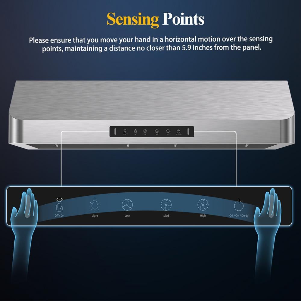 42 In. 900 CFM Ducted under Cabinet Range Hood in Stainless Steel with 3 -Way Venting and Removable LED