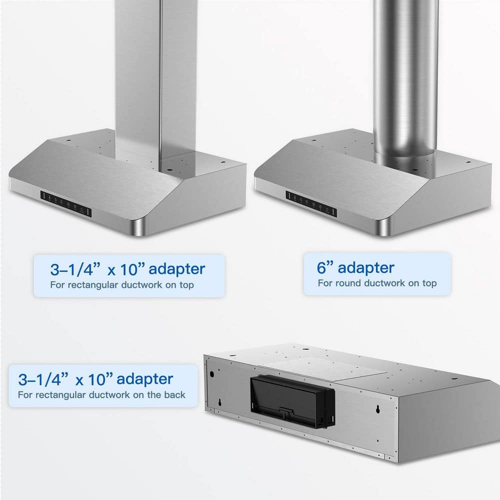 42 In. 900 CFM Ducted under Cabinet Range Hood in Stainless Steel with 3 -Way Venting and Removable LED