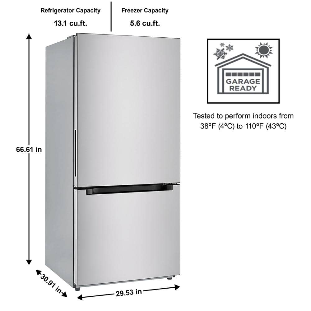 18.7 Cu. Ft. Bottom Freezer Refrigerator in Stainless Steel