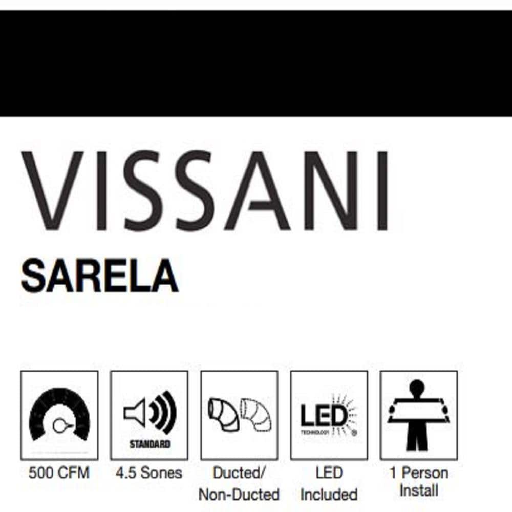 Sarela 30 In. W X 7 In. H 500CFM Convertible under Cabinet Range Hood in Stainless Steel with LED Lights and Filter