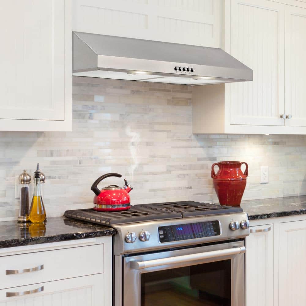 Caprelo 30 In. 320 CFM Convertible under Cabinet Range Hood in Stainless Steel with LED Lighting and Charcoal Filter