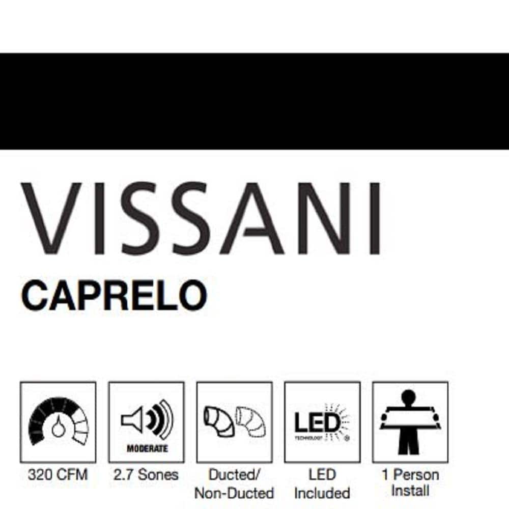 Caprelo 30 In. 320 CFM Convertible under Cabinet Range Hood in Stainless Steel with LED Lighting and Charcoal Filter