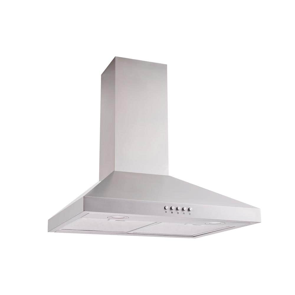 Siena 30 In. 350CFM Convertible Pyramid Wall Mount Range Hood in Stainless Steel with Charcoal Filter and LED Lighting