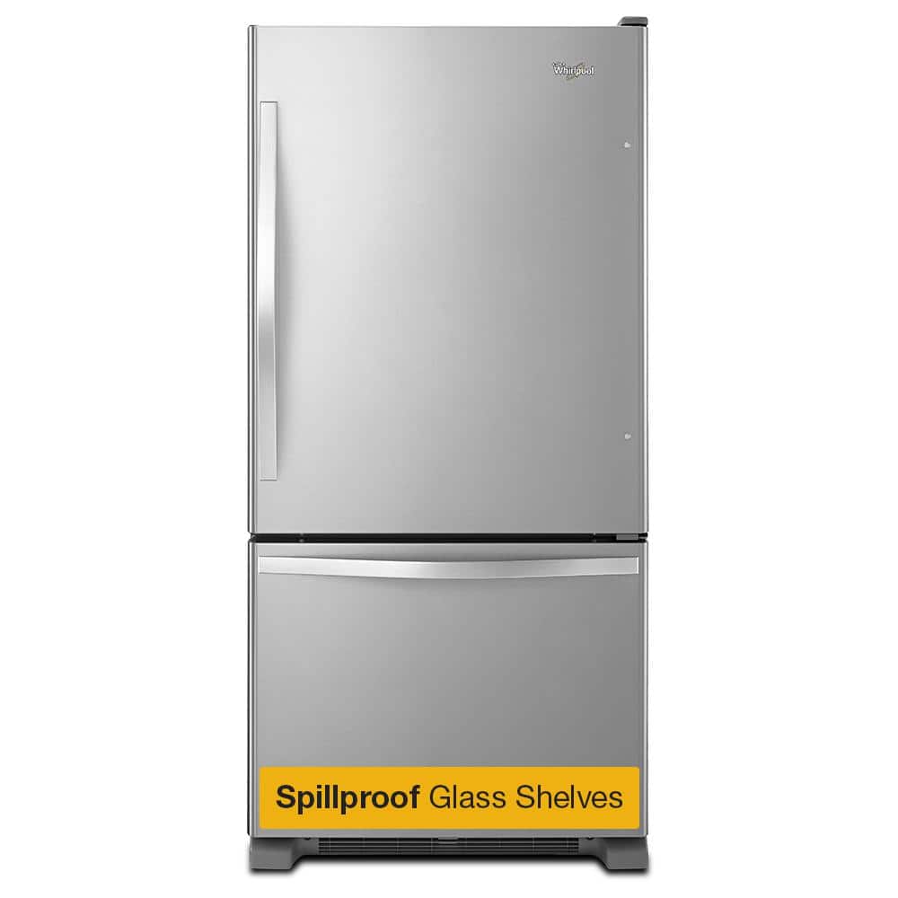 22 Cu. Ft. Bottom Freezer Refrigerator in Stainless Steel with Spill Guard Glass Shelves