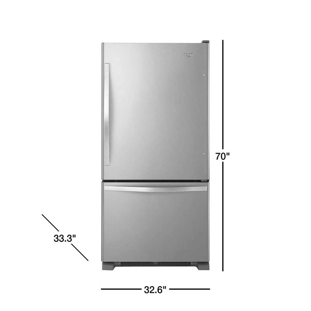 22 Cu. Ft. Bottom Freezer Refrigerator in Stainless Steel with Spill Guard Glass Shelves