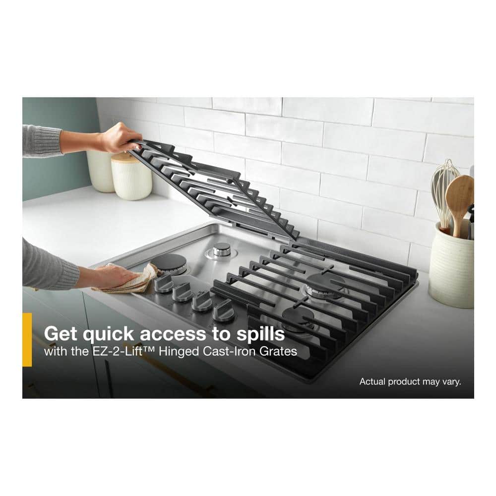 30 In. 5-Burners Recessed Gas Cooktop in Stainless Steel with Speedheat Burner