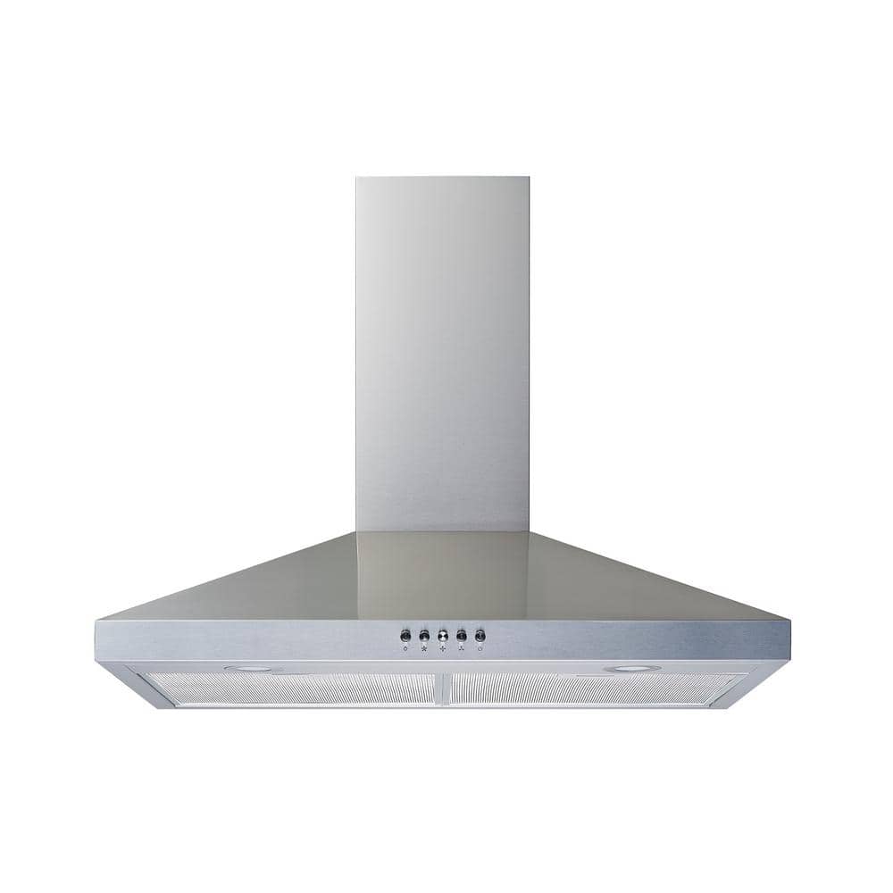 30 In. 300 CFM Convertible Wall Mount Range Hood in Stainless Steel with Mesh Filters and Push Button Control