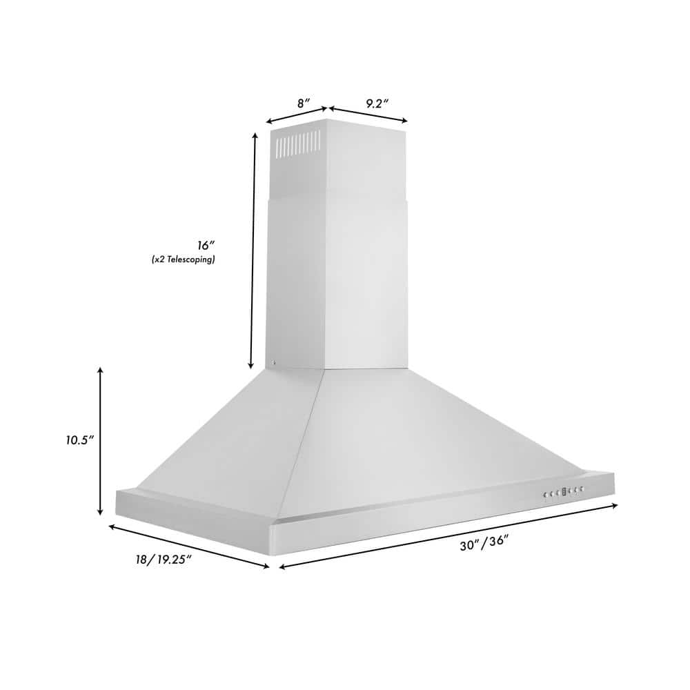30 In. 400 CFM Convertible Vent Wall Mount Range Hood in Stainless Steel