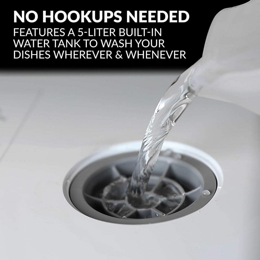 24 In. White Digital Portable 120-Volt Dishwasher with 5-Cycles with 2-Place Setting Capacity