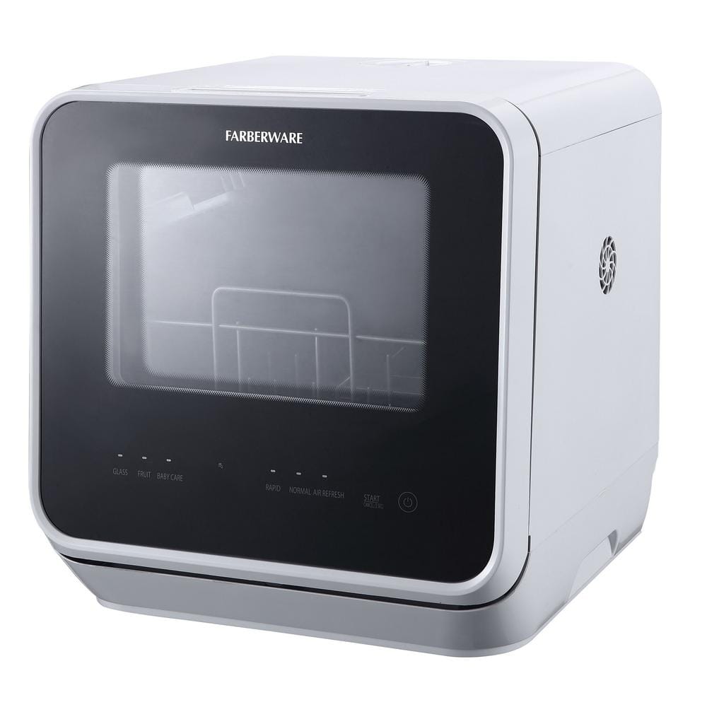 24 In. White Digital Portable 120-Volt Dishwasher with 5-Cycles with 2-Place Setting Capacity