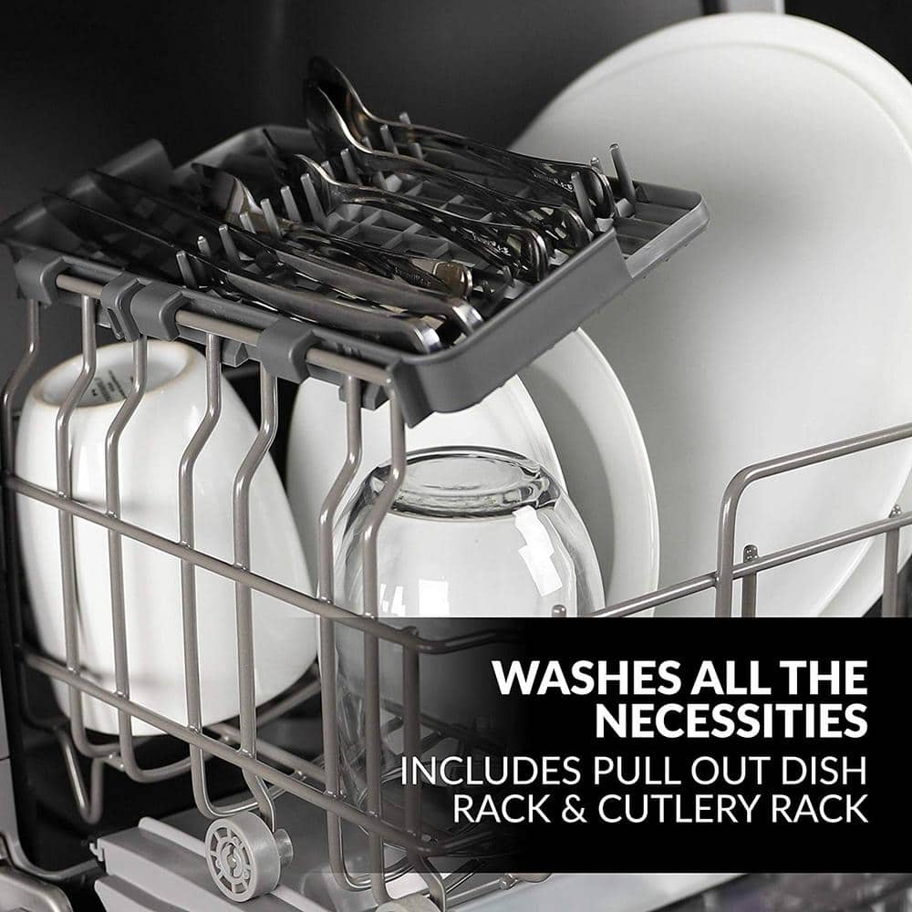 24 In. White Digital Portable 120-Volt Dishwasher with 5-Cycles with 2-Place Setting Capacity