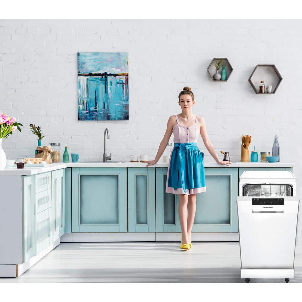 18.0 In. Portable Dishwasher in White with 3 Cycles
