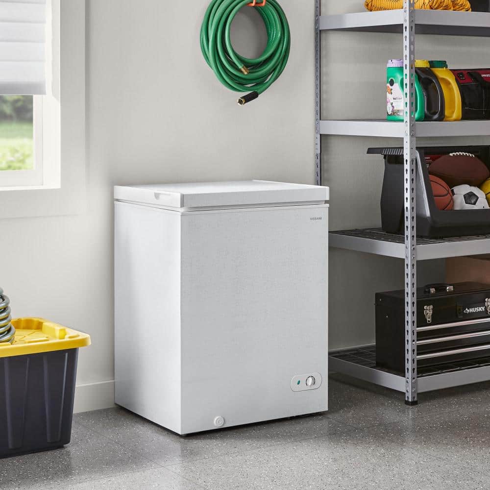 5.0 Cu. Ft. Manual Defrost Chest Freezer with LED Light in White Garage Ready