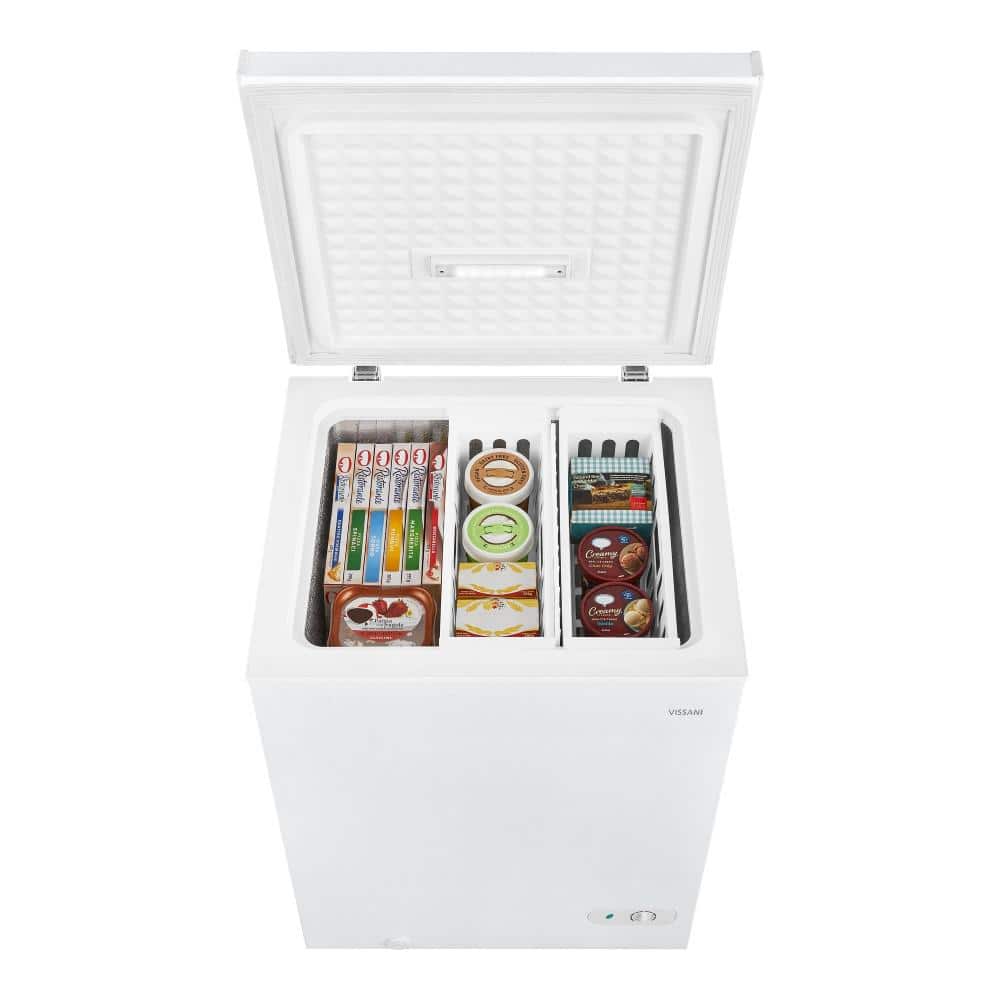 5.0 Cu. Ft. Manual Defrost Chest Freezer with LED Light in White Garage Ready