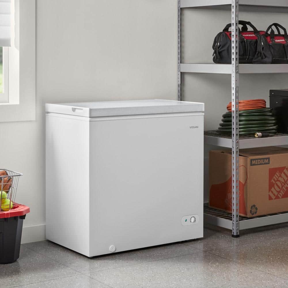 7.0 Cu. Ft. Manual Defrost Chest Freezer with LED Light in White Garage Ready