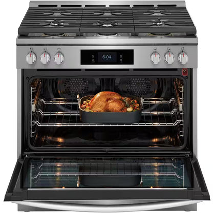 Gallery 36 In. 6-Burner Slide-In Dual Fuel Range in Stainless Steel with Total Convection and Air Fry