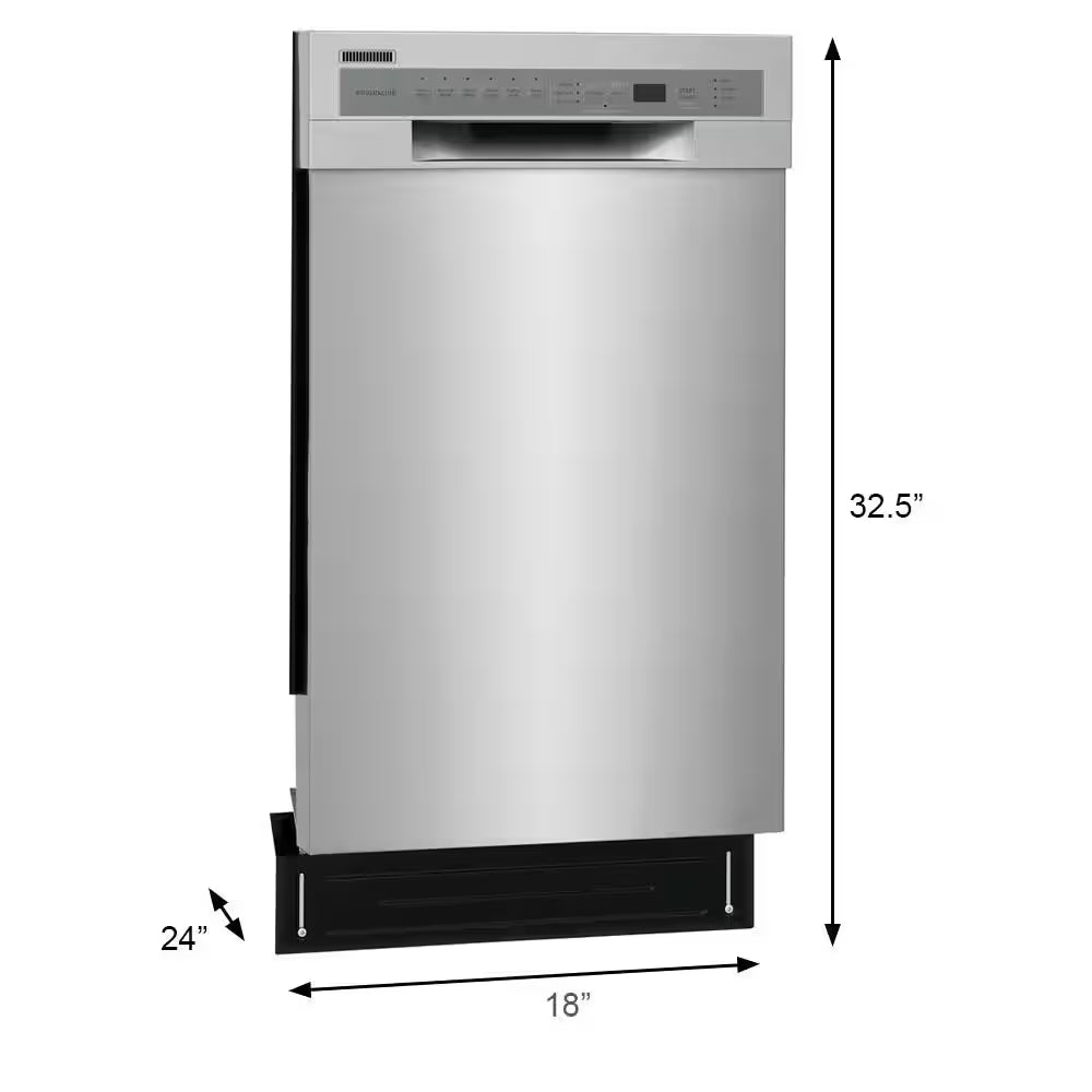 18 In. In. Front Control Built-In Tall Tub Dishwasher in Stainless Steel with 6-Cycles, 52 Dba