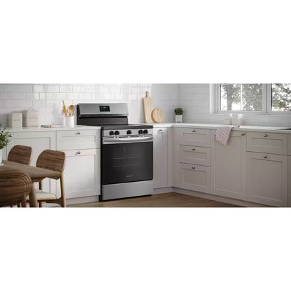 30 In. 5 Burner Element Freestanding Electric Range in Stainless Steel with Dual Expandable Element and Quick Boil