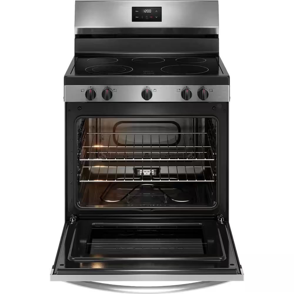 30 In. 5 Burner Element Freestanding Electric Range in Stainless Steel with Dual Expandable Element and Quick Boil