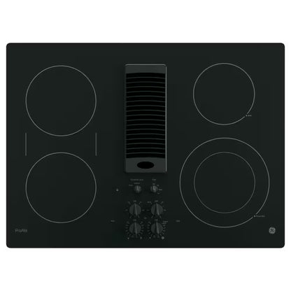 Profile 30 In. 4 Burner Element Downdraft Electric Cooktop in Black
